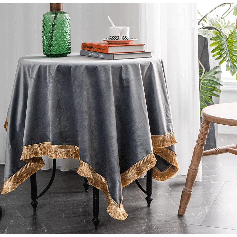 DecorBites™ Velvet Wedding Table Cloth - Premium American Retro Decor