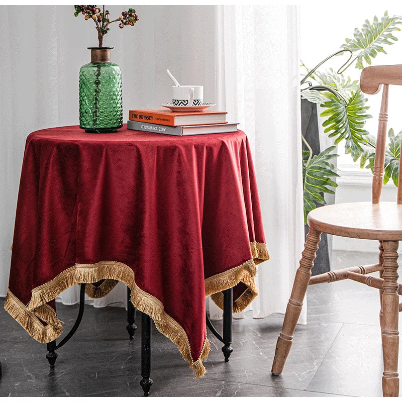 DecorBites™ Velvet Wedding Table Cloth - Premium American Retro Decor