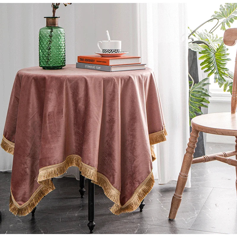 DecorBites™ Velvet Wedding Table Cloth - Premium American Retro Decor