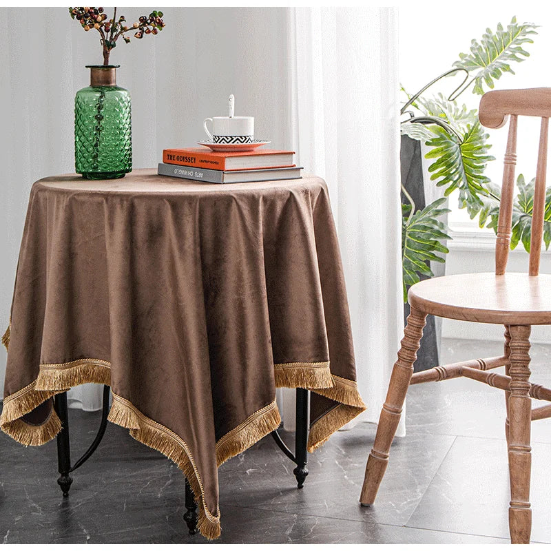 DecorBites™ Velvet Wedding Table Cloth - Premium American Retro Decor
