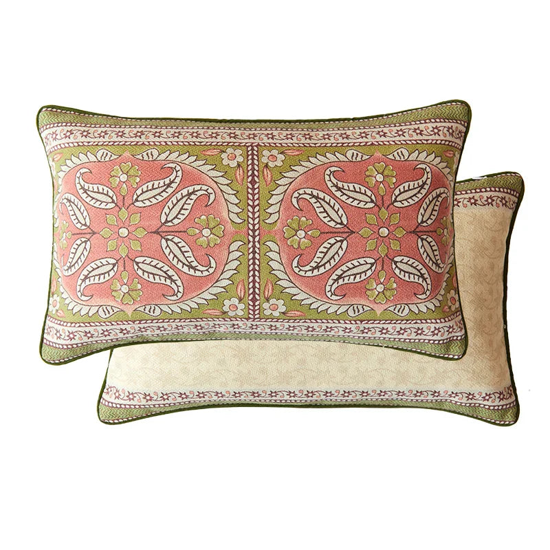 DecorBites™ Datura Flowers Print Wool Velvet Mandala Luxe Pillow Case