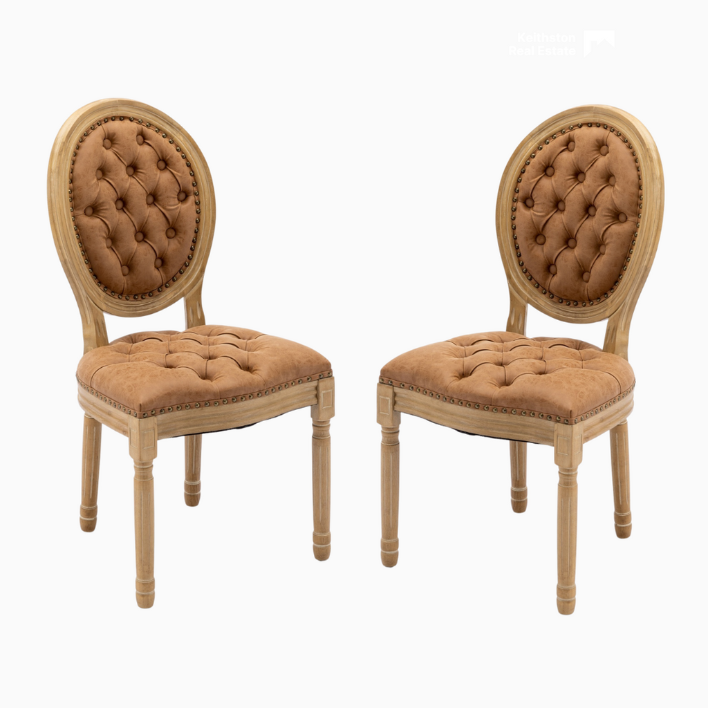 Set of 2 French Style Solid Wood Dining Chairs