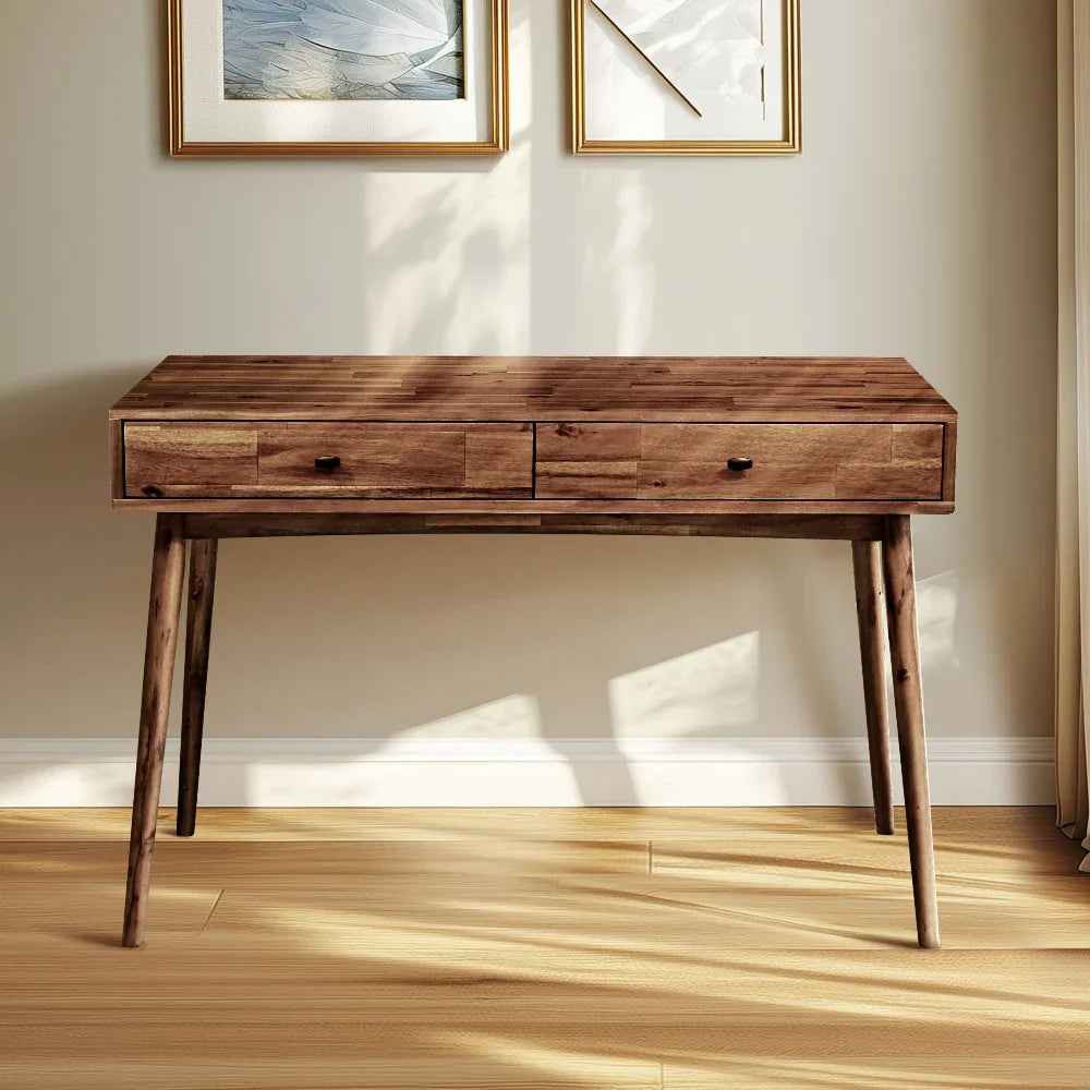 Lagom Solid Acacia Wood Desk with Drawers