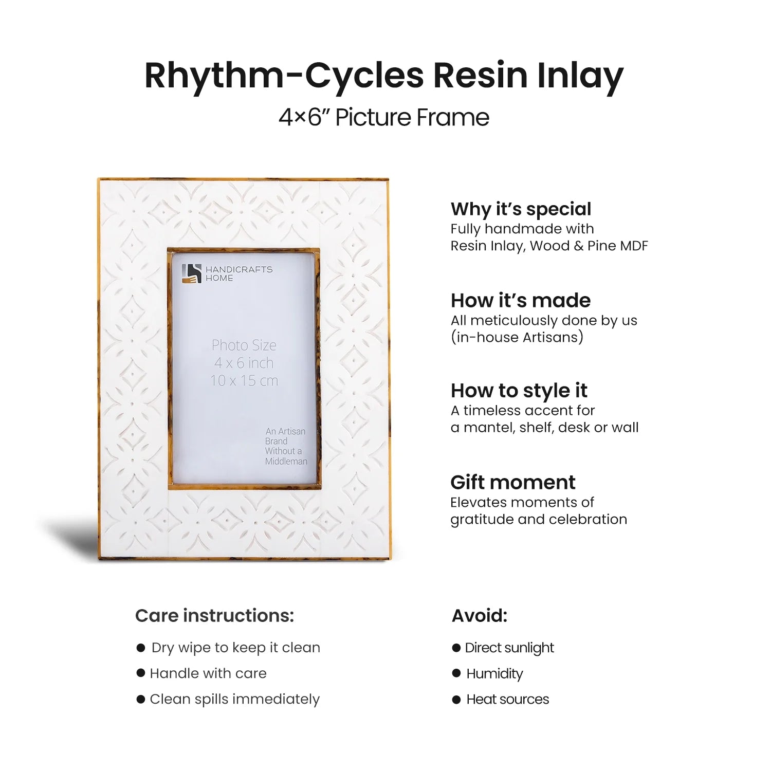 Rhythm Cycles Pattern Resin Inlay Picture Frame Collection in 3 Sizes