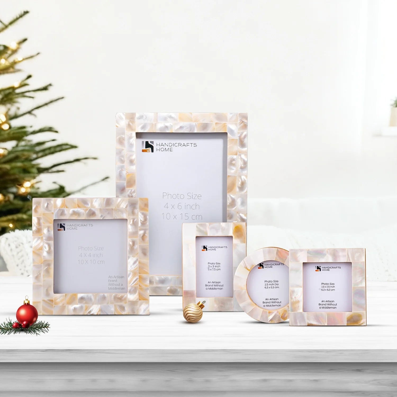 Handmade Mother of Pearl Picture Frame Collection  - Combo Pack of 5
