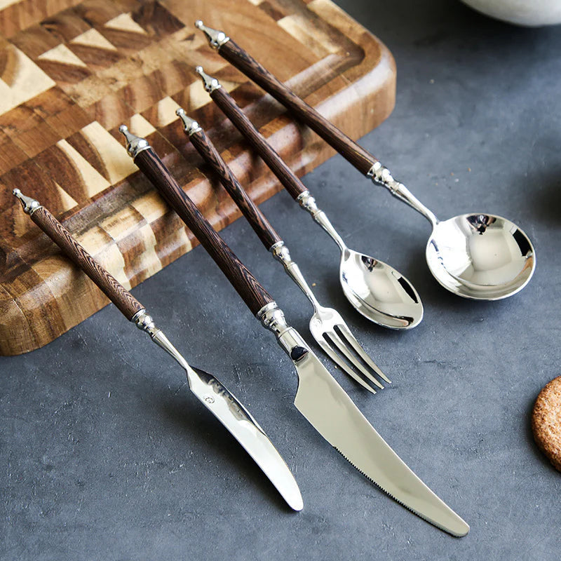Paris Vintage Huanghua Pear Wood Cutlery Set