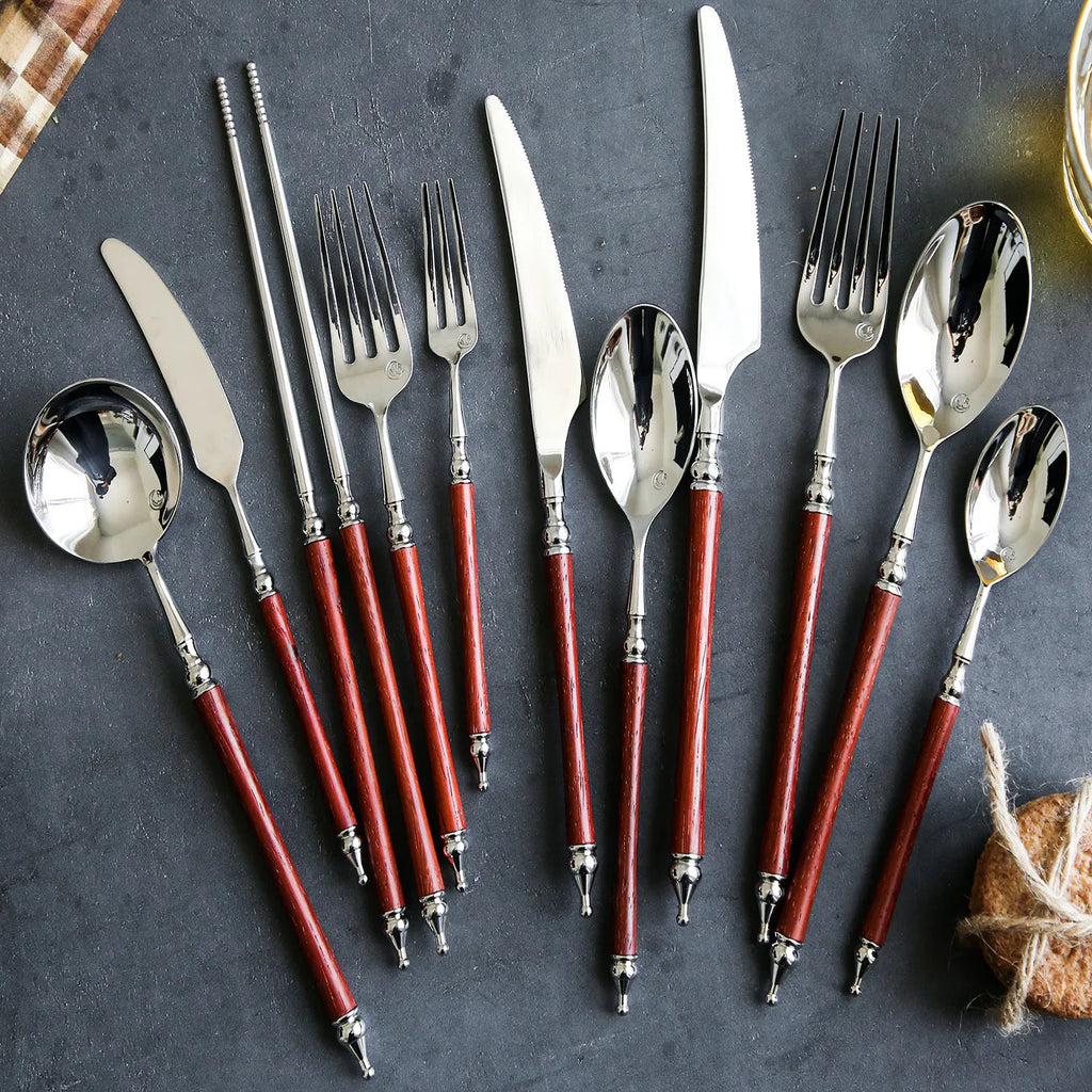 Paris Vintage Huanghua Pear Wood Cutlery Set
