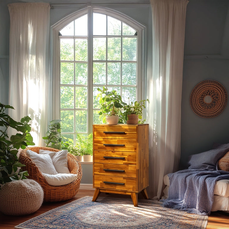 Acacia Linea Solid Wood Dresser for Timeless Elegance