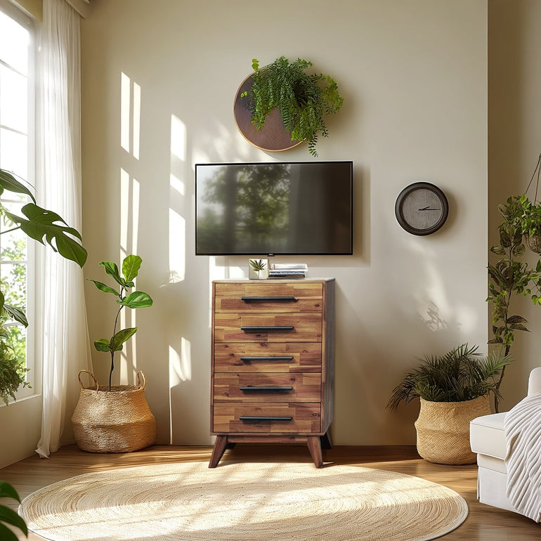 Acacia Linea Solid Wood Dresser for Timeless Elegance