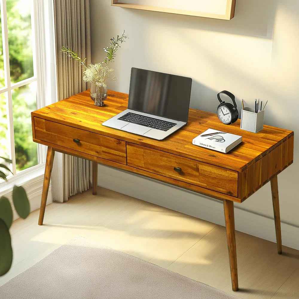 Lagom Solid Acacia Wood Desk with Drawers