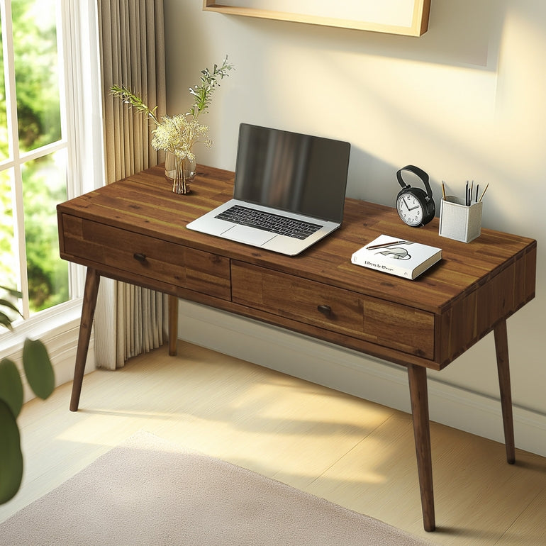 Lagom Solid Acacia Wood Desk with Drawers