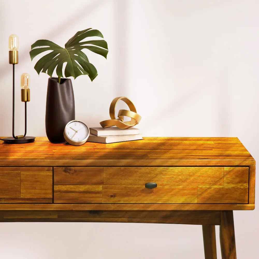 Lagom Solid Acacia Wood Desk with Drawers