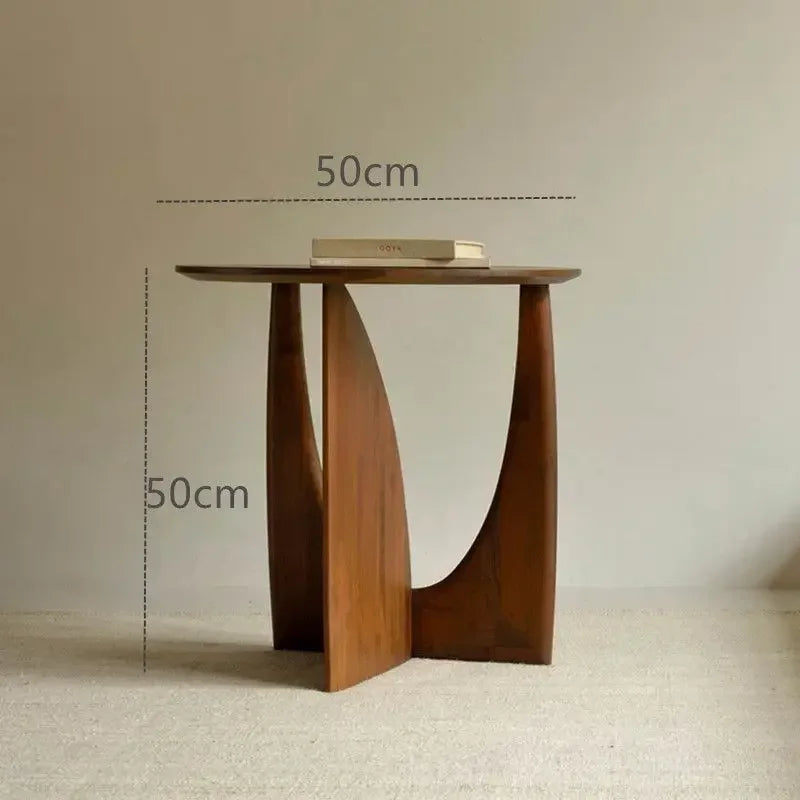 DecorBites™ Circular Walnut Wood Coffee Table with Solid Nordic Design