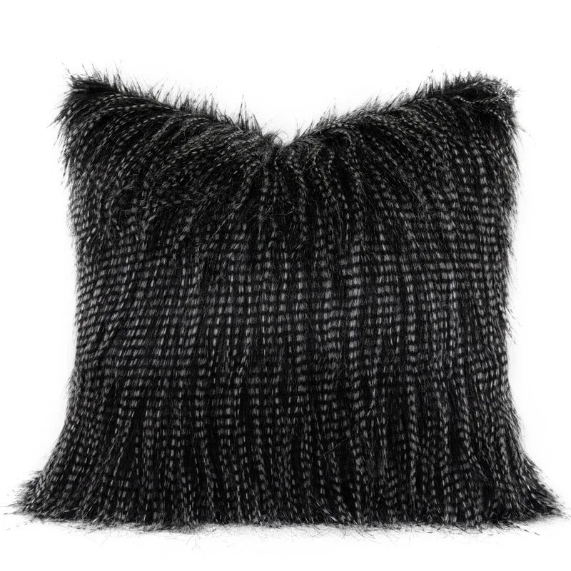 DecorBites™ Luxe Black Fluffy Throw Pillow Cover