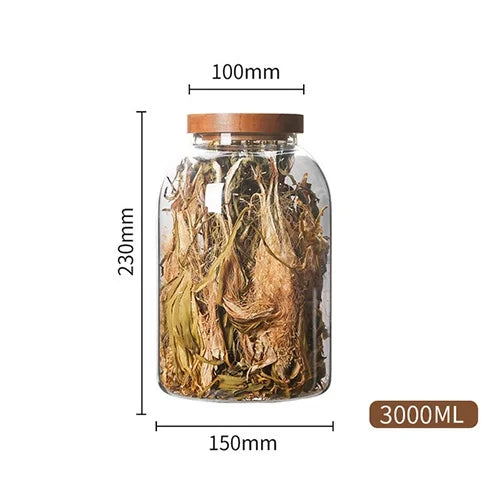 DecorBites™ Kitchen Glass Jars with Acacia Airtight Lid - Set of 2 | Versatile Food Storage Containers