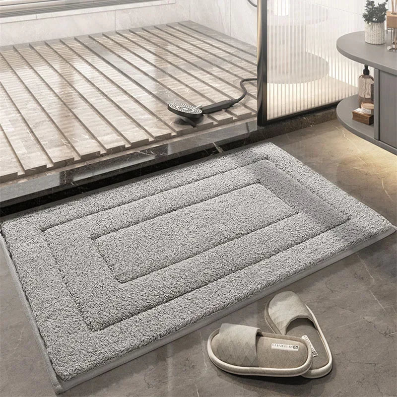 DecorBites™ Geometric Flocked Bath Mat Thicken Super Absorbent Anti-slip Bathroom Rug.