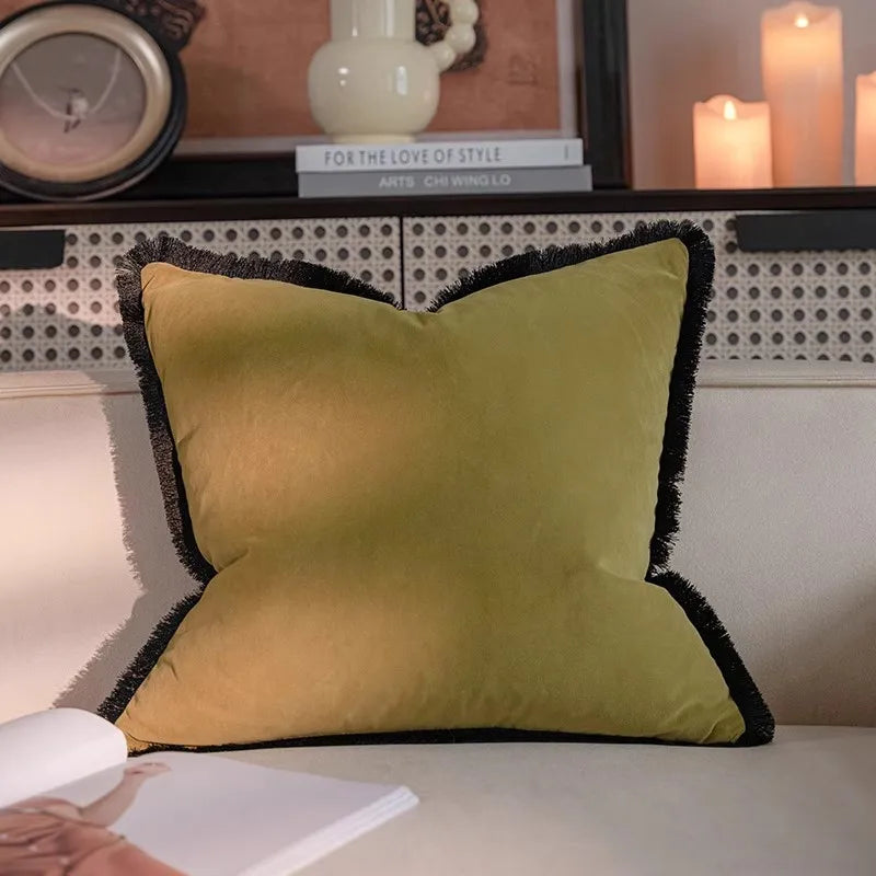 DecorBites™ French Vintage Magnolia Embroidered Velvet Throw Pillow Case