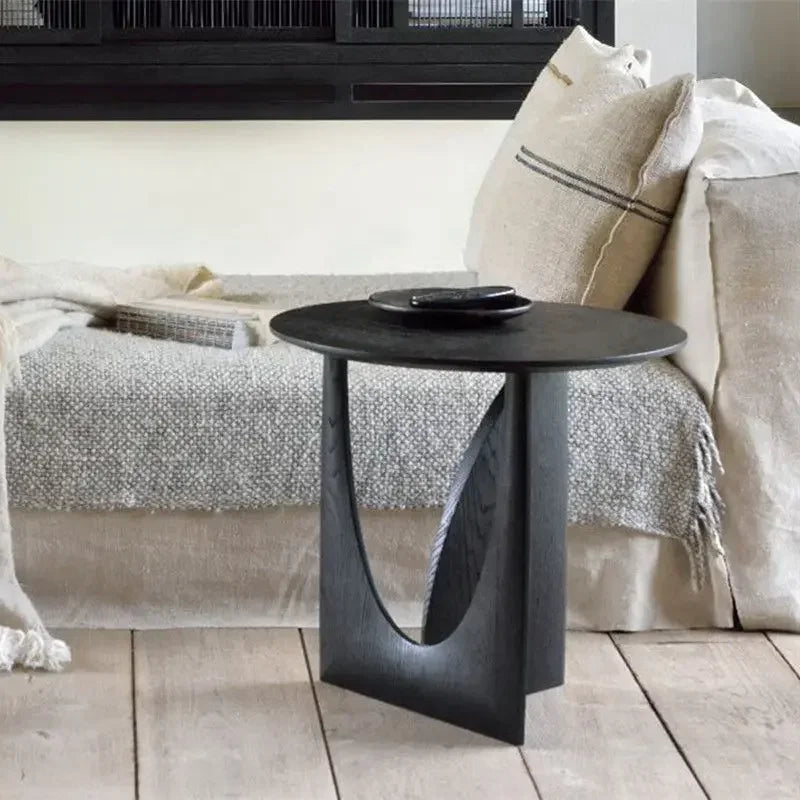 DecorBites™ Circular Walnut Wood Coffee Table with Solid Nordic Design
