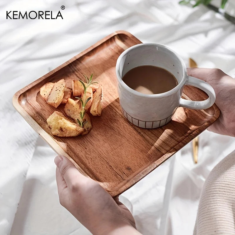 Acacia Wood Coffee Tray | Versatile Food Serving Tray for Desserts and Tea