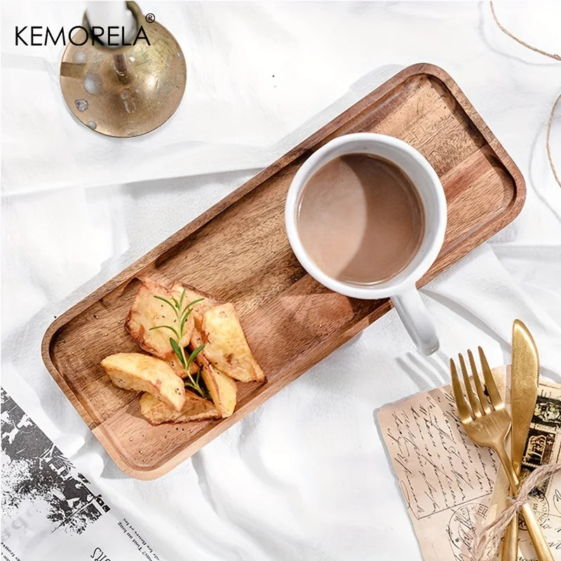 Acacia Wood Coffee Tray | Versatile Food Serving Tray for Desserts and Tea