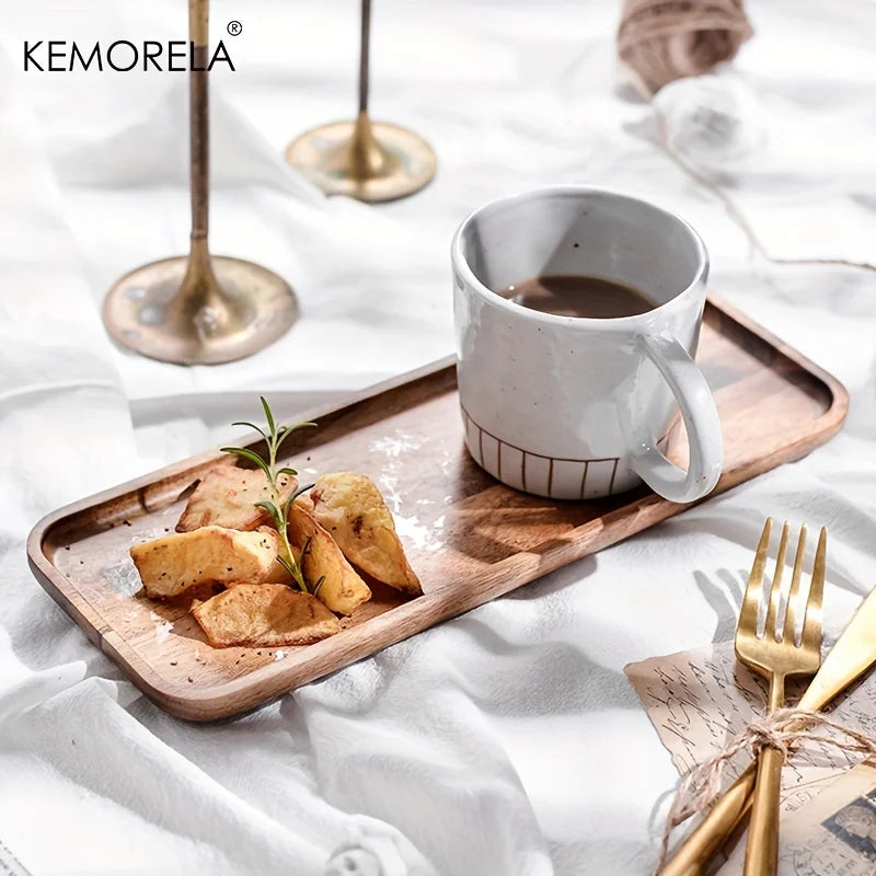 Acacia Wood Coffee Tray | Versatile Food Serving Tray for Desserts and Tea