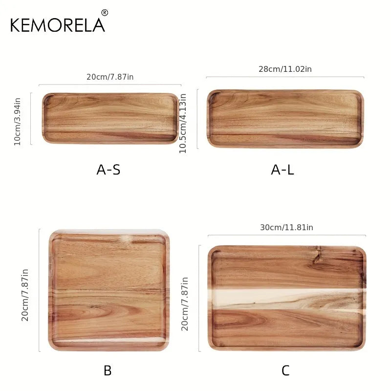 Acacia Wood Coffee Tray | Versatile Food Serving Tray for Desserts and Tea
