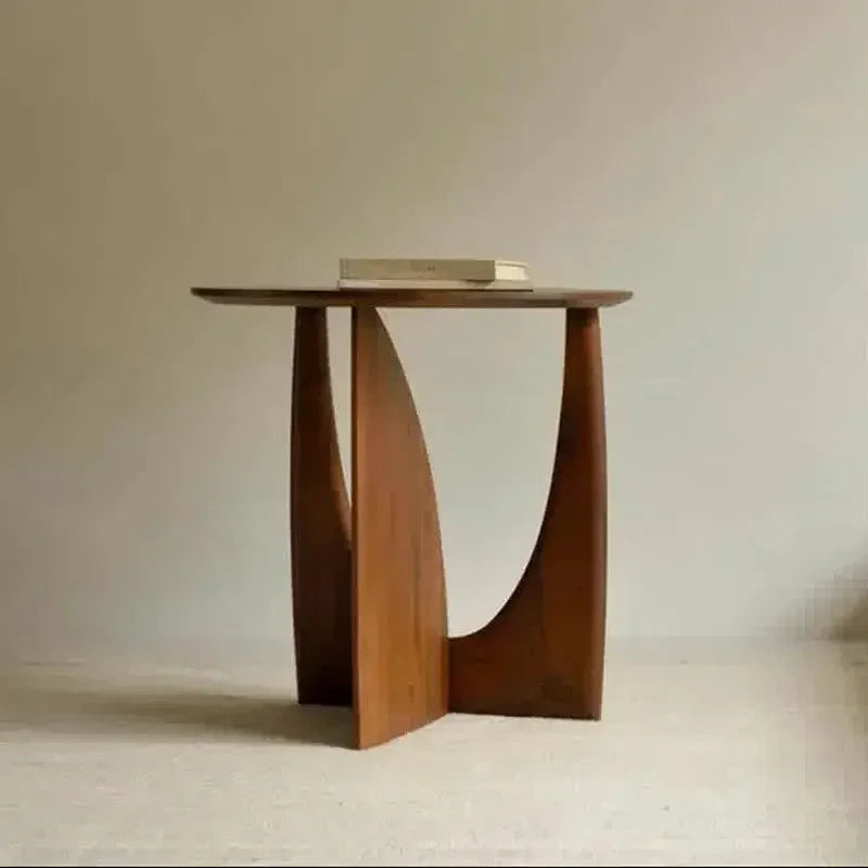 DecorBites™ Circular Walnut Wood Coffee Table with Solid Nordic Design