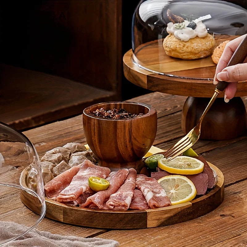 Acacia Wood Cake Tray: Elevate Your Dessert Display