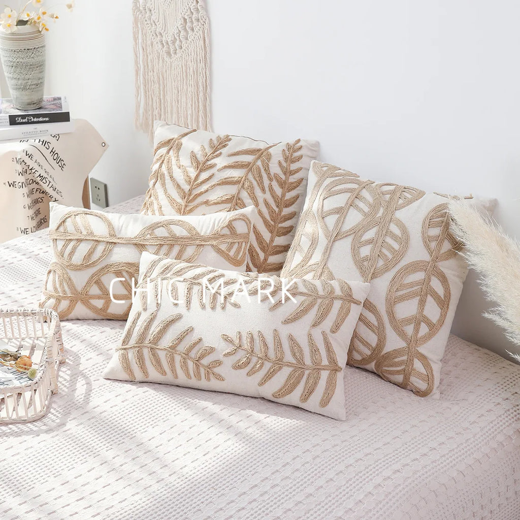 DecorBites™ Leaves Embroidered Pillow Cover