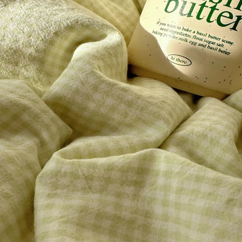 DecorBites™ Lace Duvet Cover Bedding Set 4Pcs French Washed Cotton