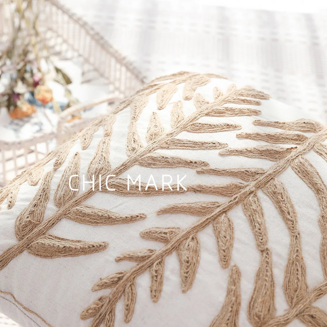 DecorBites™ Leaves Embroidered Pillow Cover