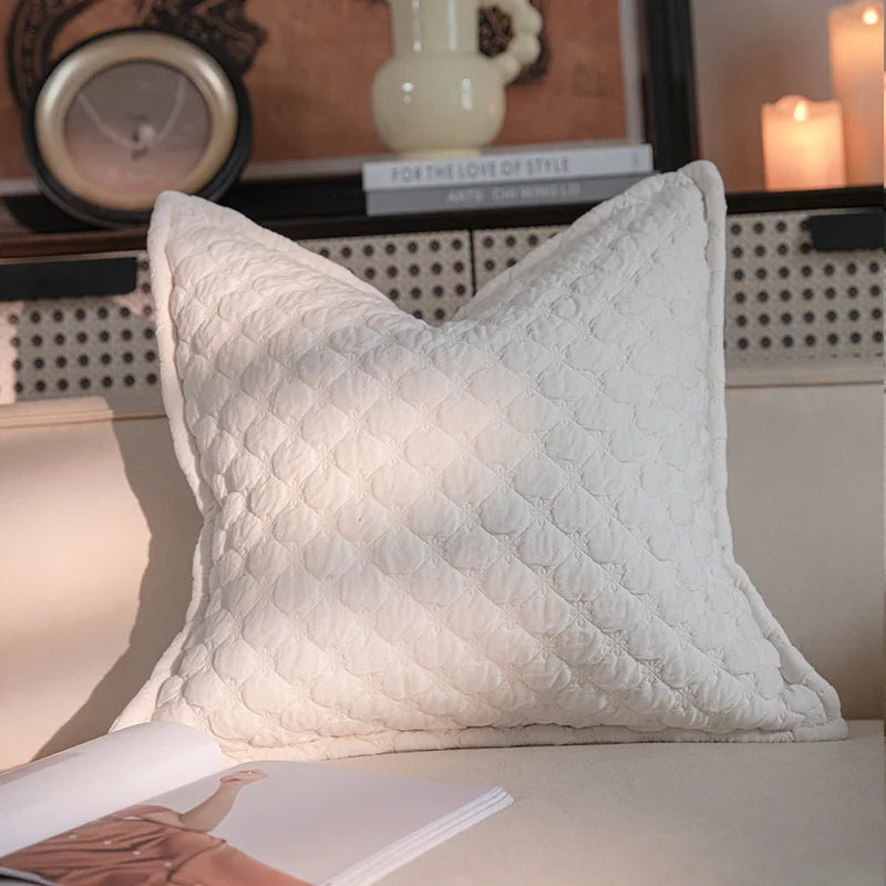 DecorBites™ French Vintage Magnolia Embroidered Velvet Throw Pillow Case