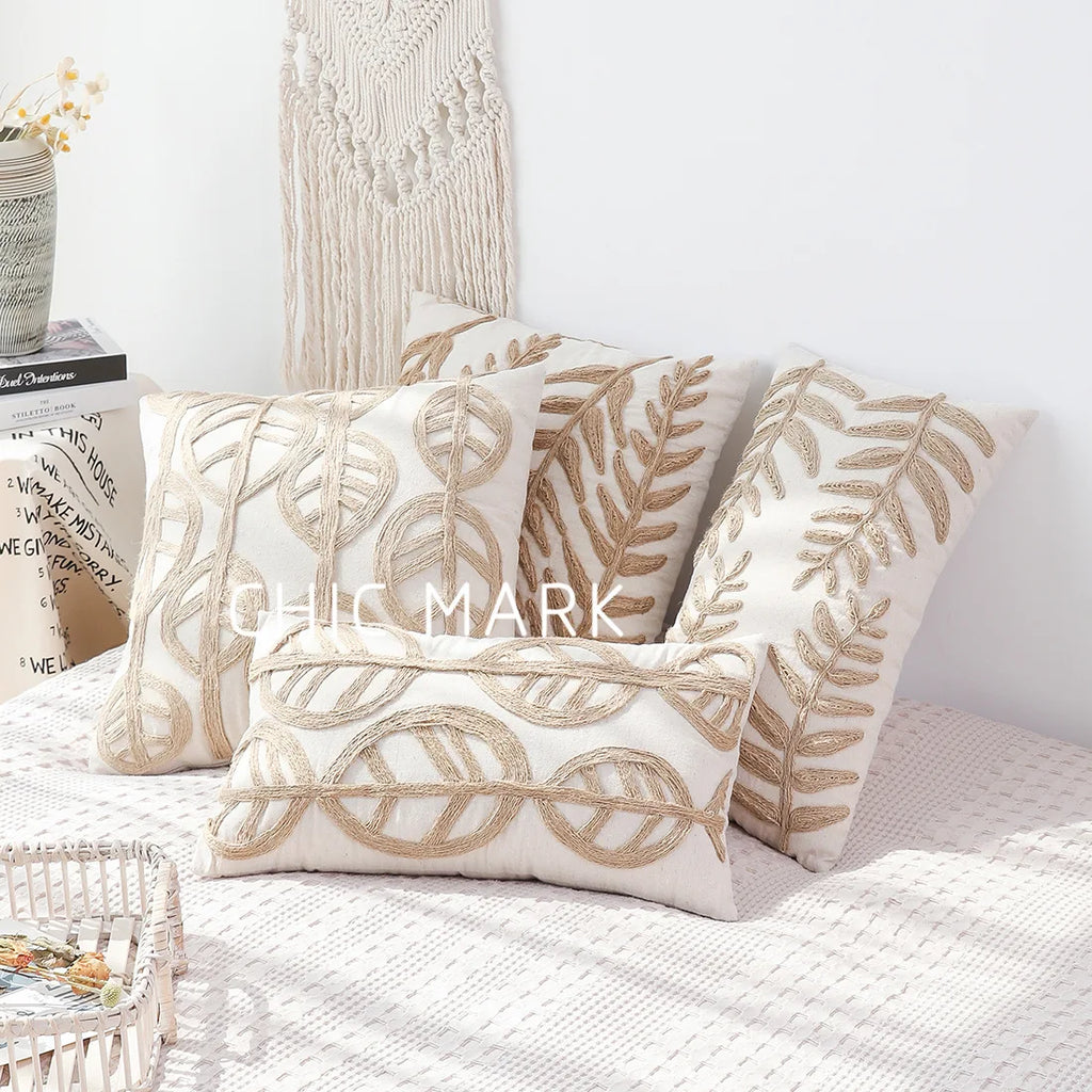DecorBites™ Leaves Embroidered Pillow Cover