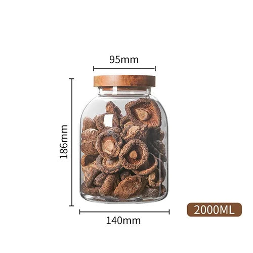 DecorBites™ Kitchen Glass Jars with Acacia Airtight Lid - Set of 2 | Versatile Food Storage Containers