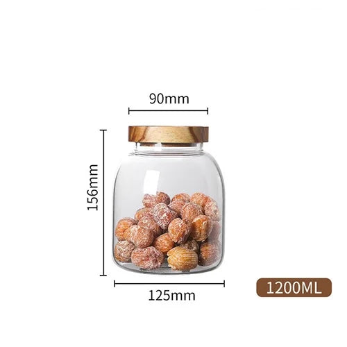 DecorBites™ Kitchen Glass Jars with Acacia Airtight Lid - Set of 2 | Versatile Food Storage Containers