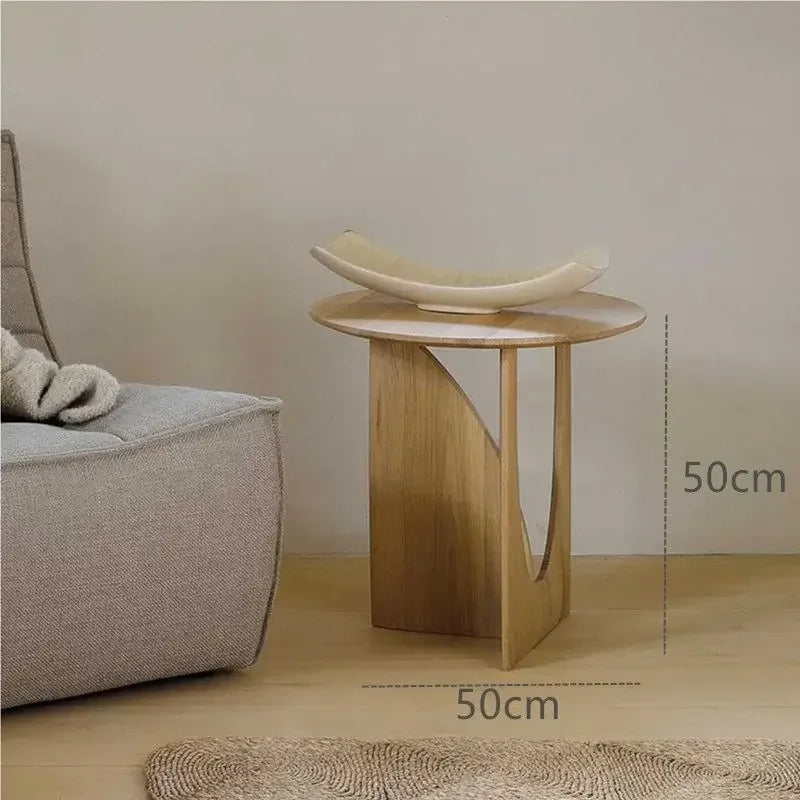 DecorBites™ Circular Walnut Wood Coffee Table with Solid Nordic Design