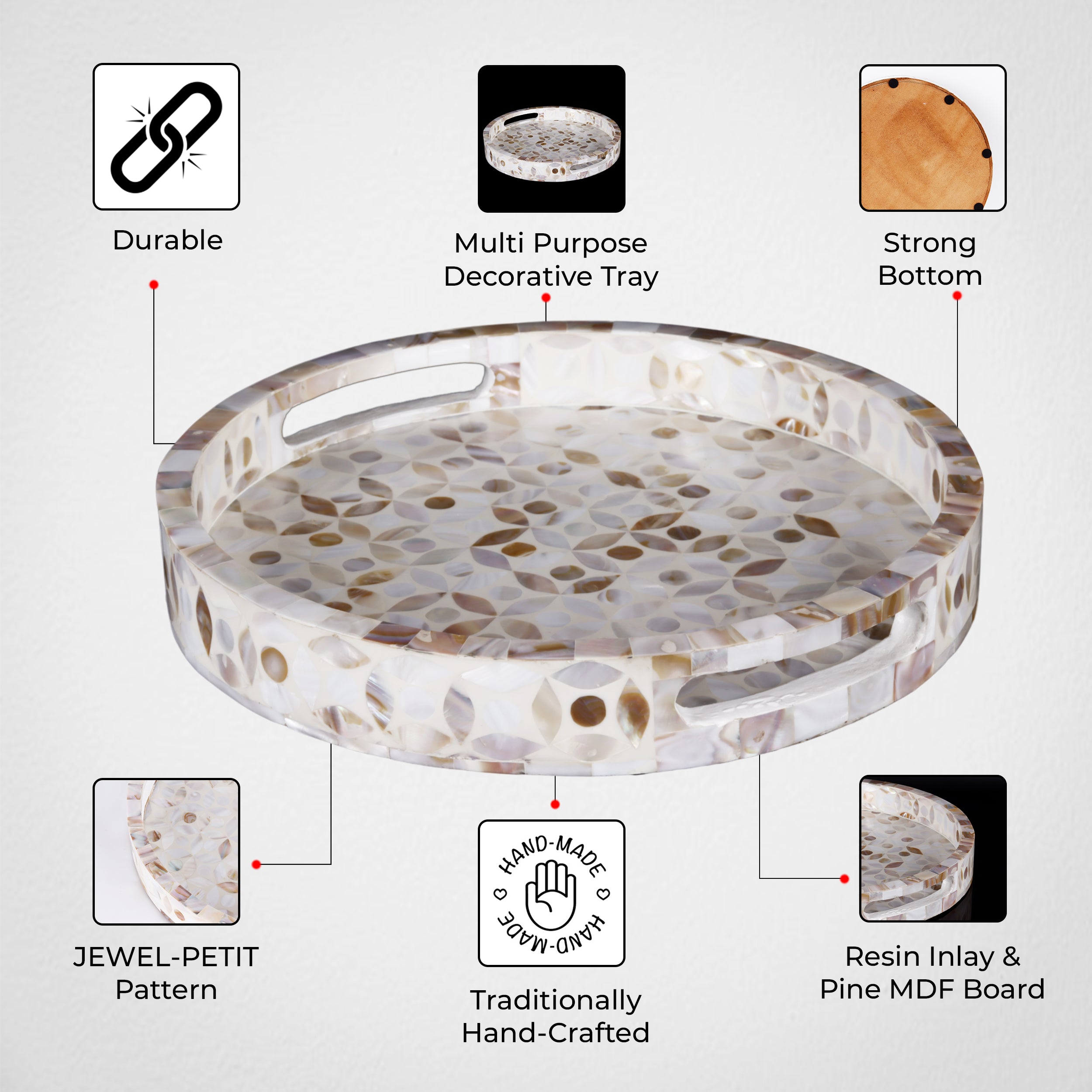 Discovery Jewel Petit Pattern Mother of Pearl & Resin Inlay Decorative Tray