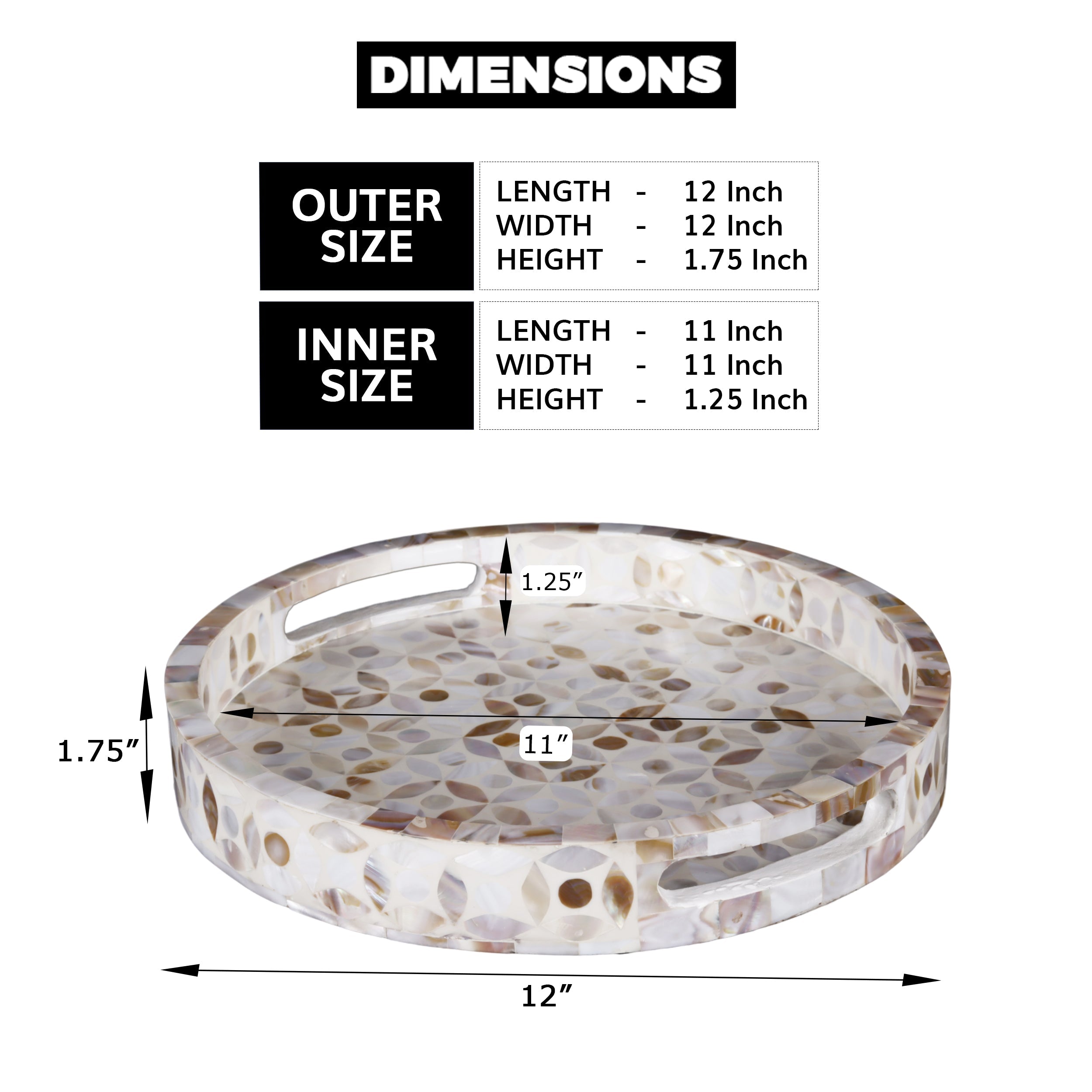 Discovery Jewel Petit Pattern Mother of Pearl & Resin Inlay Decorative Tray