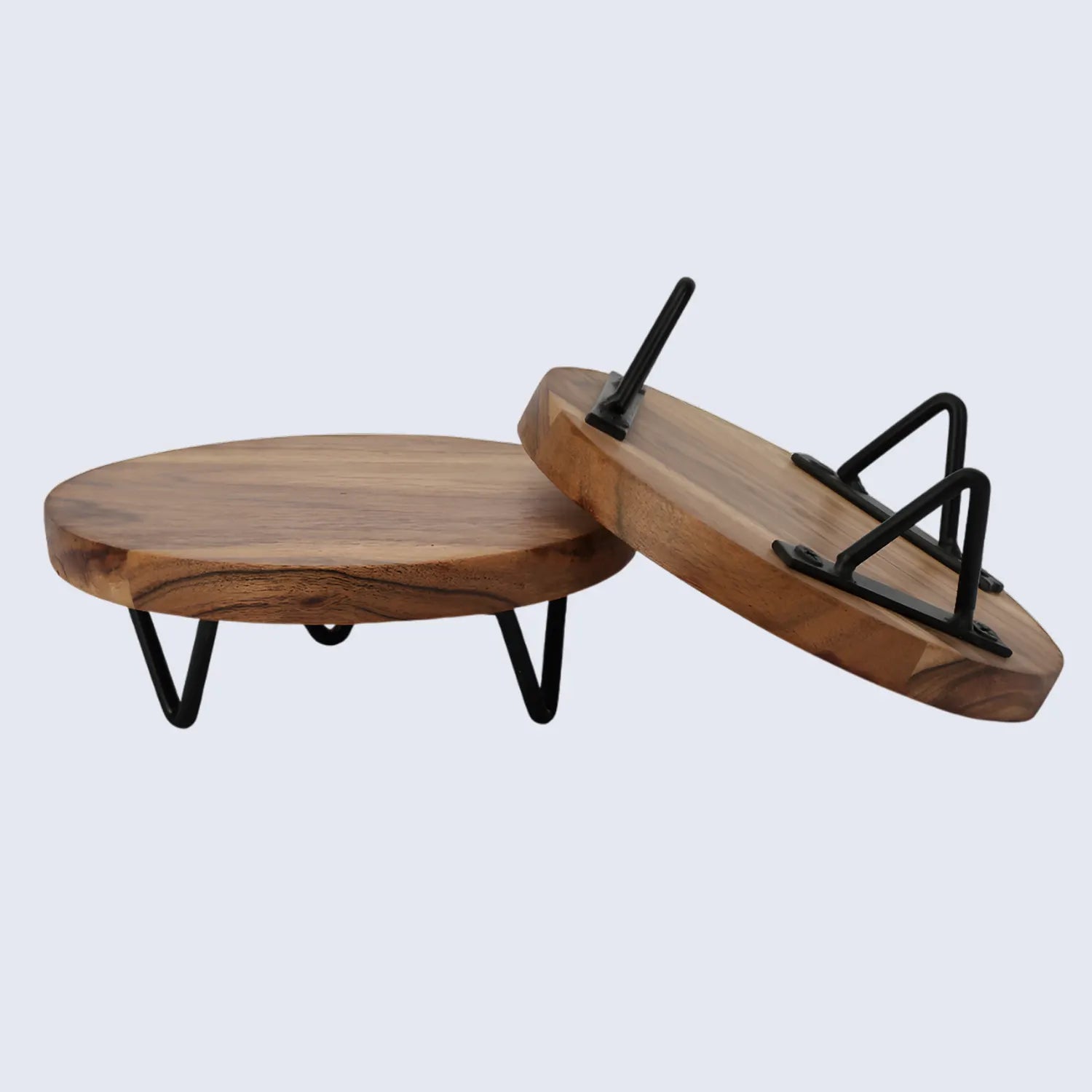 Pack of 2 Acacia Wood Plant Stands