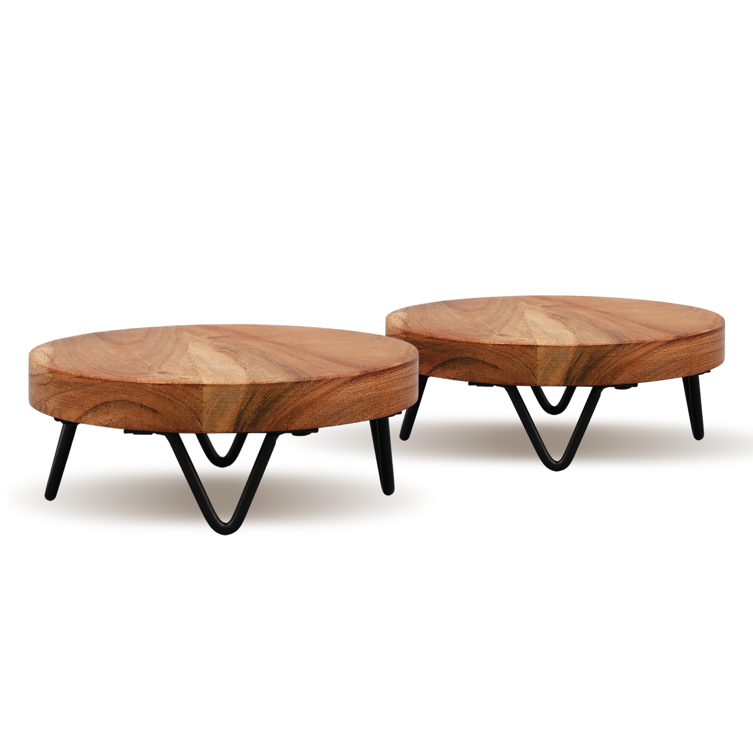 Pack of 2 Acacia Wood Plant Stands