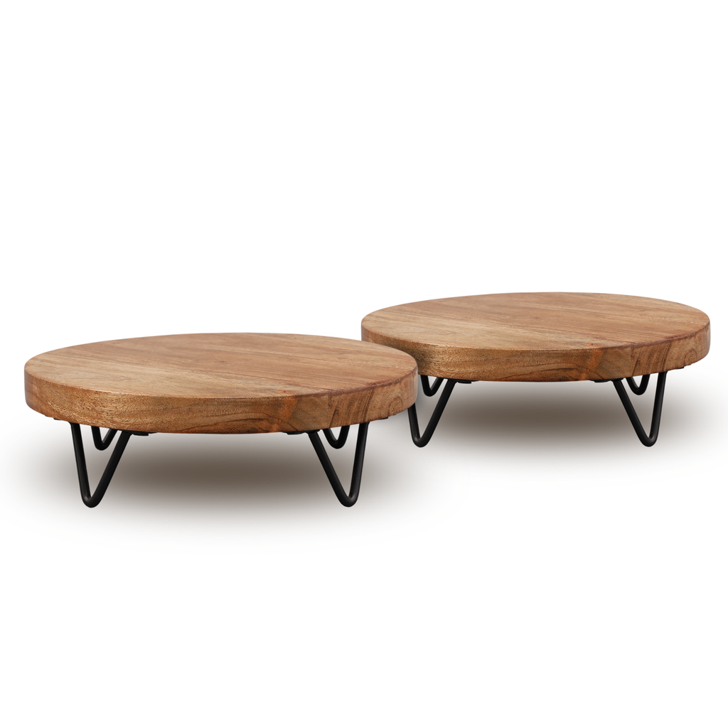 Pack of 2 Acacia Wood Plant Stands