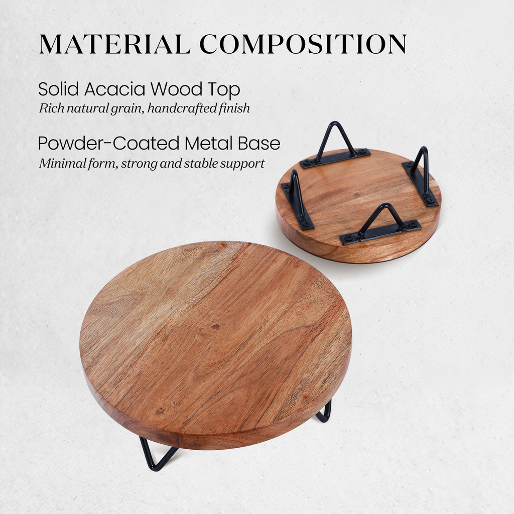 Pack of 2 Acacia Wood Plant Stands