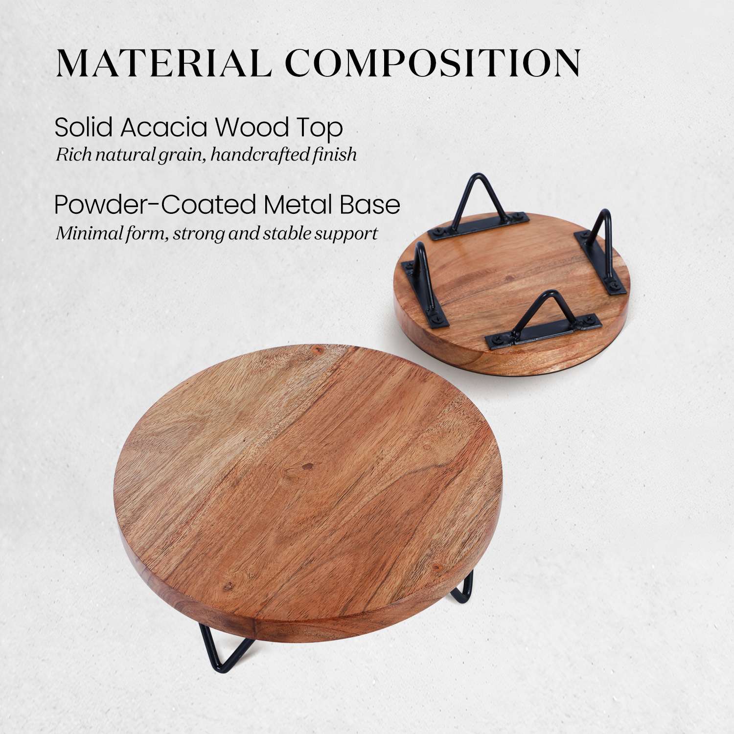Pack of 2 Acacia Wood Plant Stands