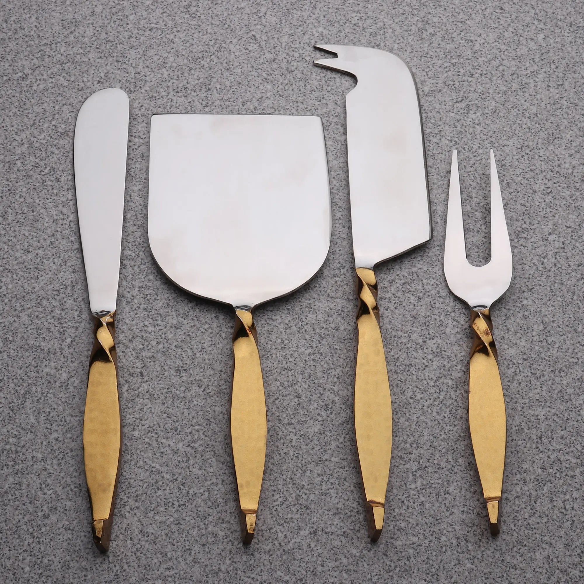 Handmade Twisted Urban Vintage Gold Cheese Knife Set