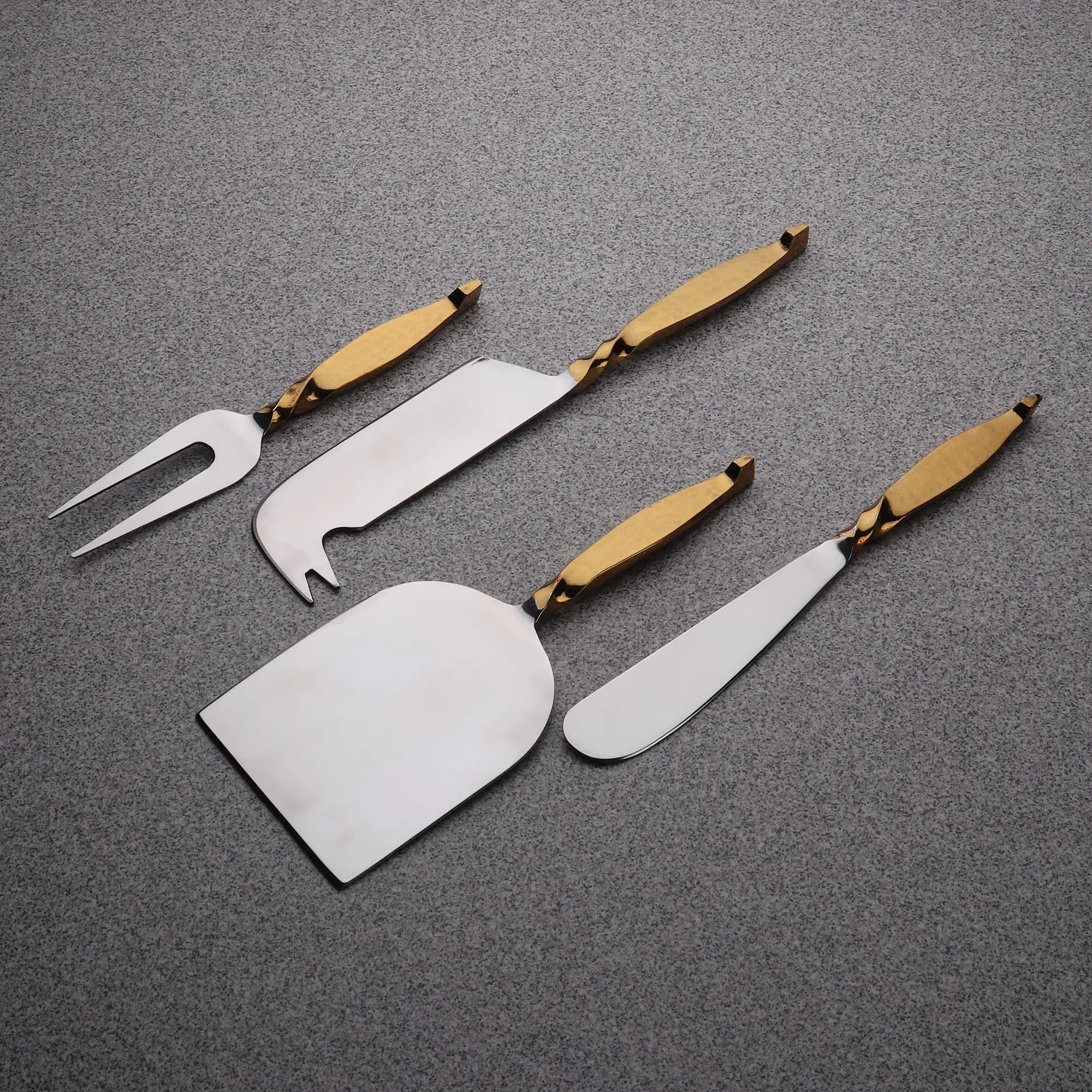 Handmade Twisted Urban Vintage Gold Cheese Knife Set