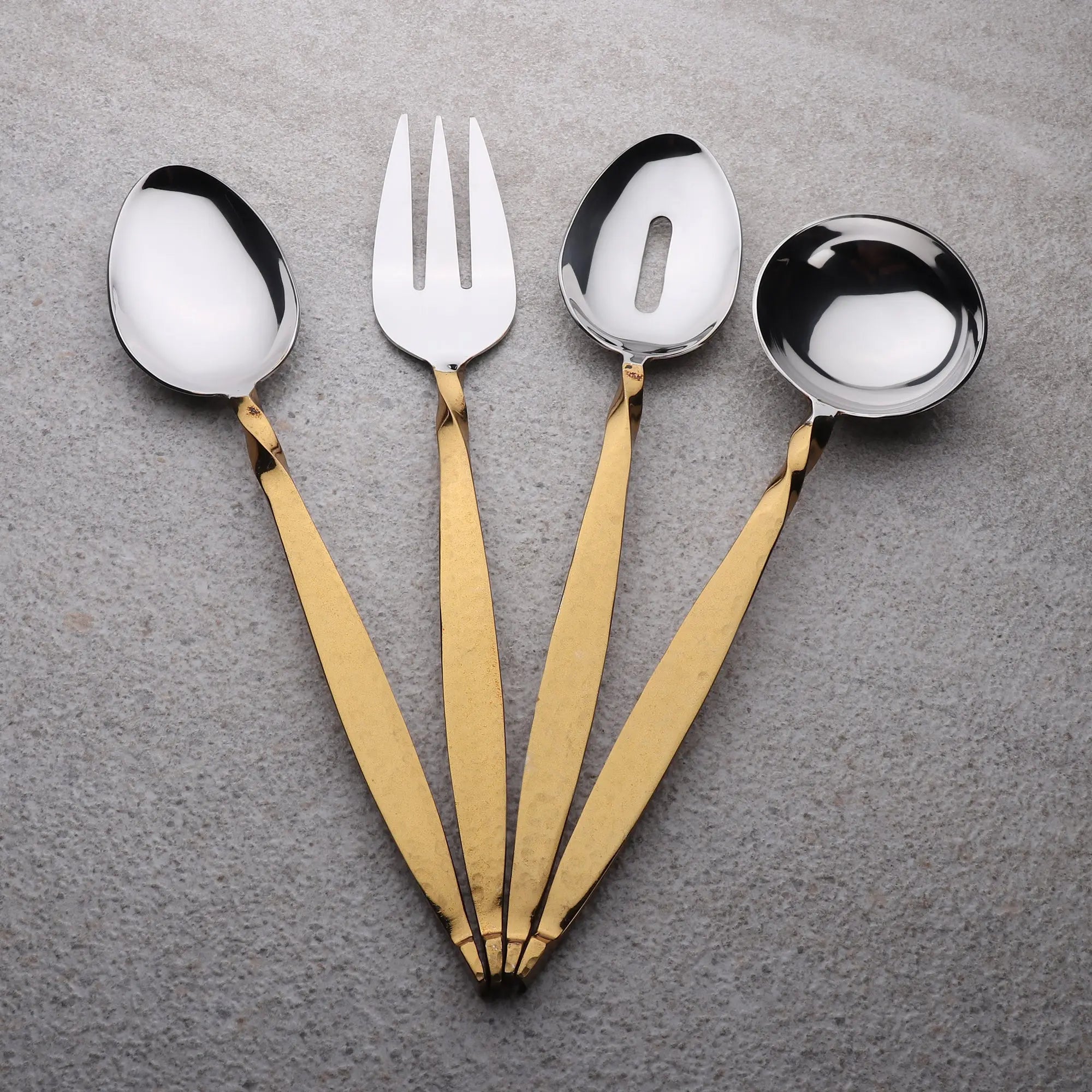 Handmade Twisted Urban Vintage Gold Hostess 4 pc. Set