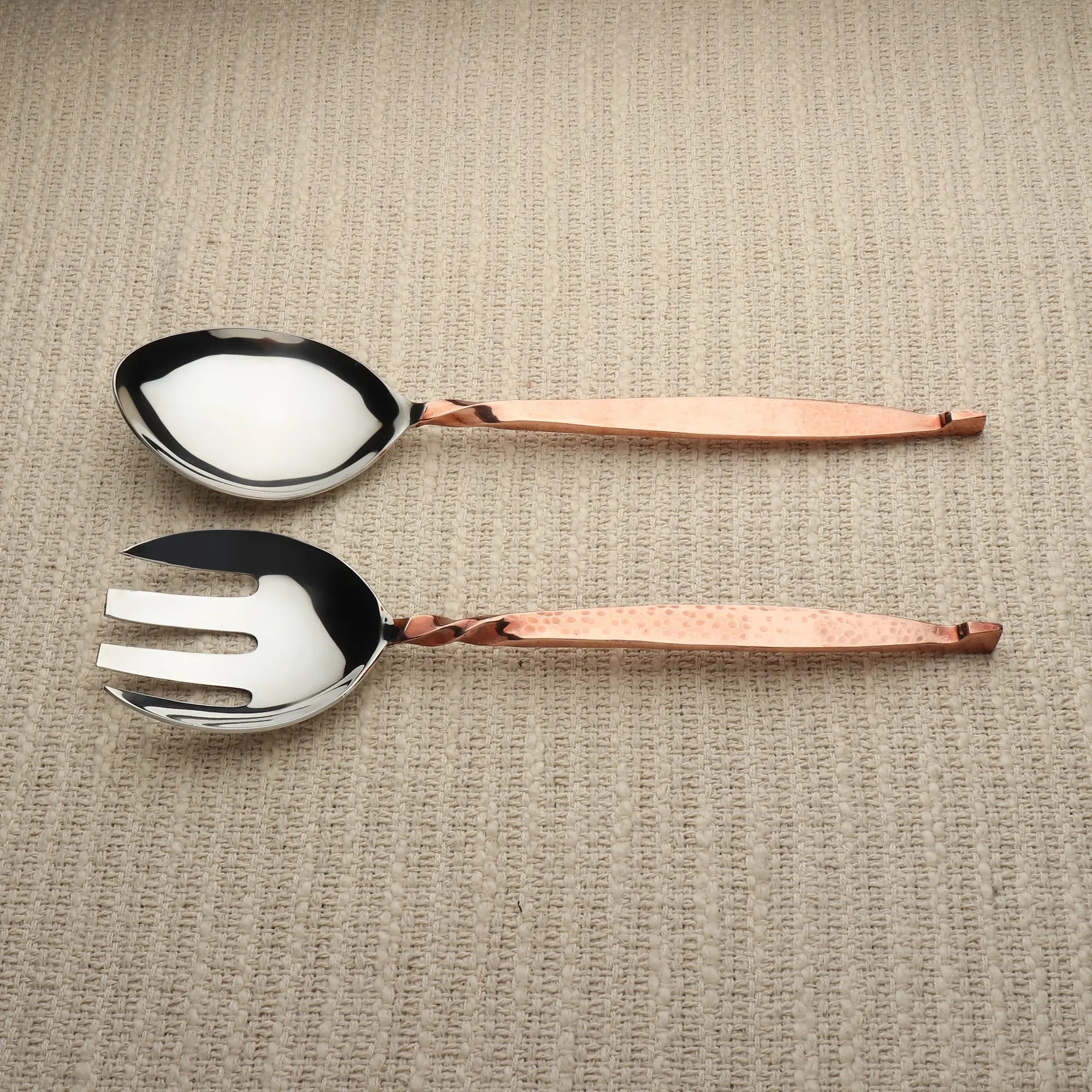 Handmade Twisted Urban Vintage Copper Salad Serving Set