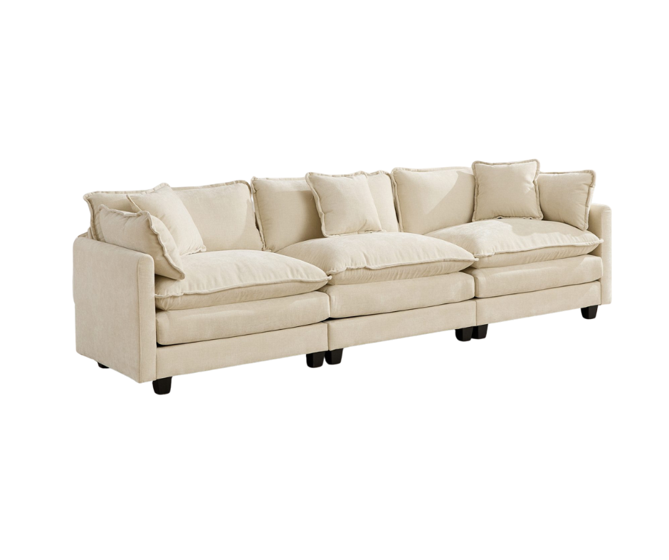 Cloud Sofa Chenille Fabric in Beige - Ottoman not included