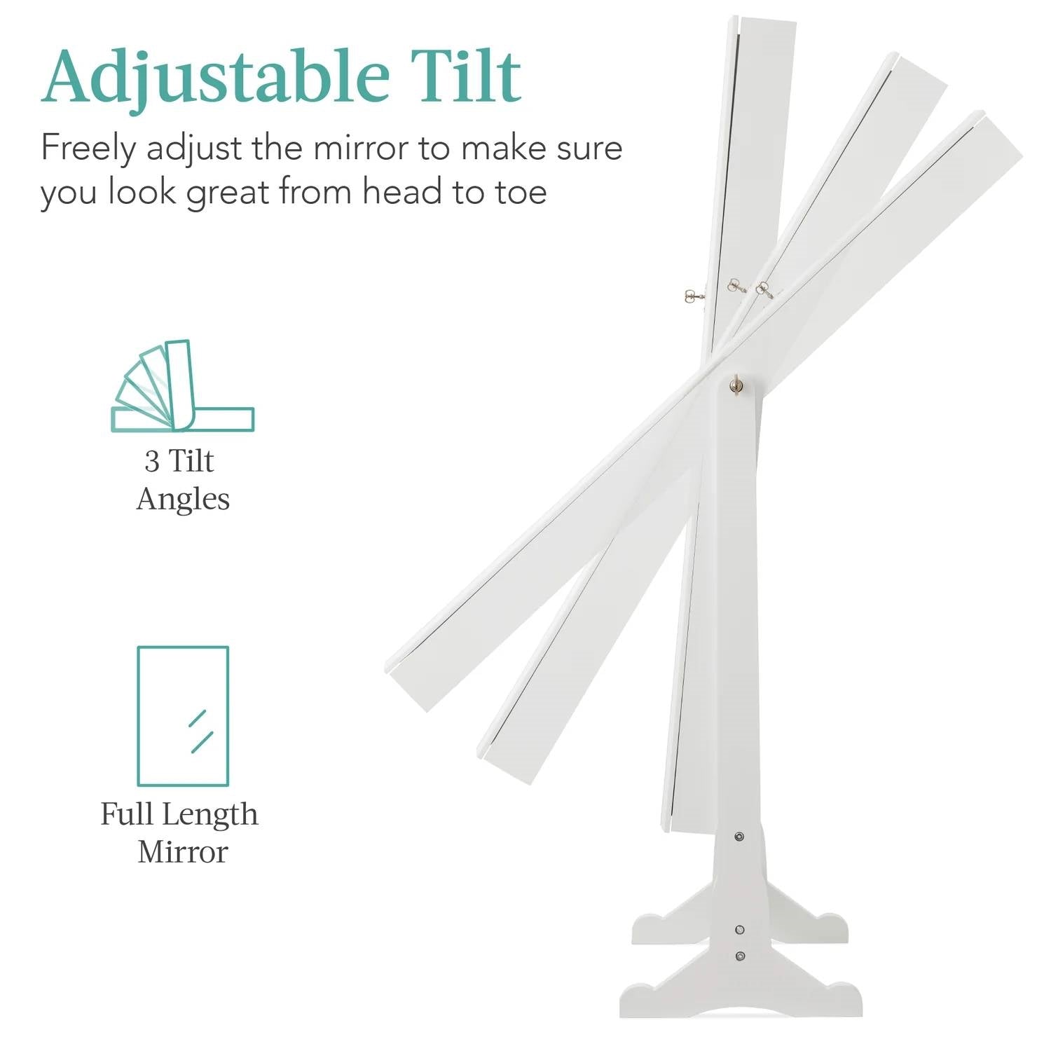 2-in-1 White Freestanding Mirror / Jewelry Organizer Armoire Cabinet