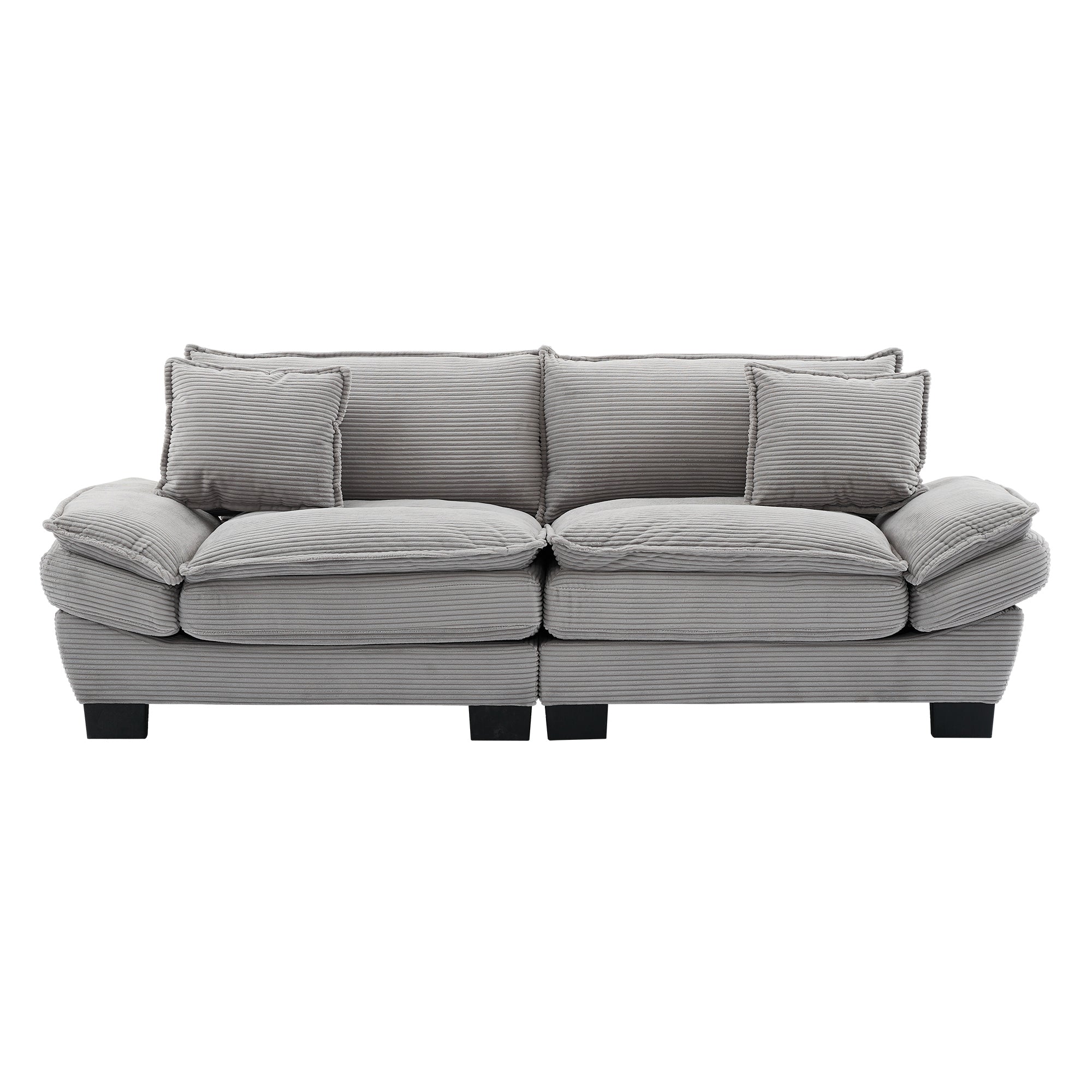 Corduroy Sofa Sleeper Couch Loveseat Sofa with Pillows - Light Gray